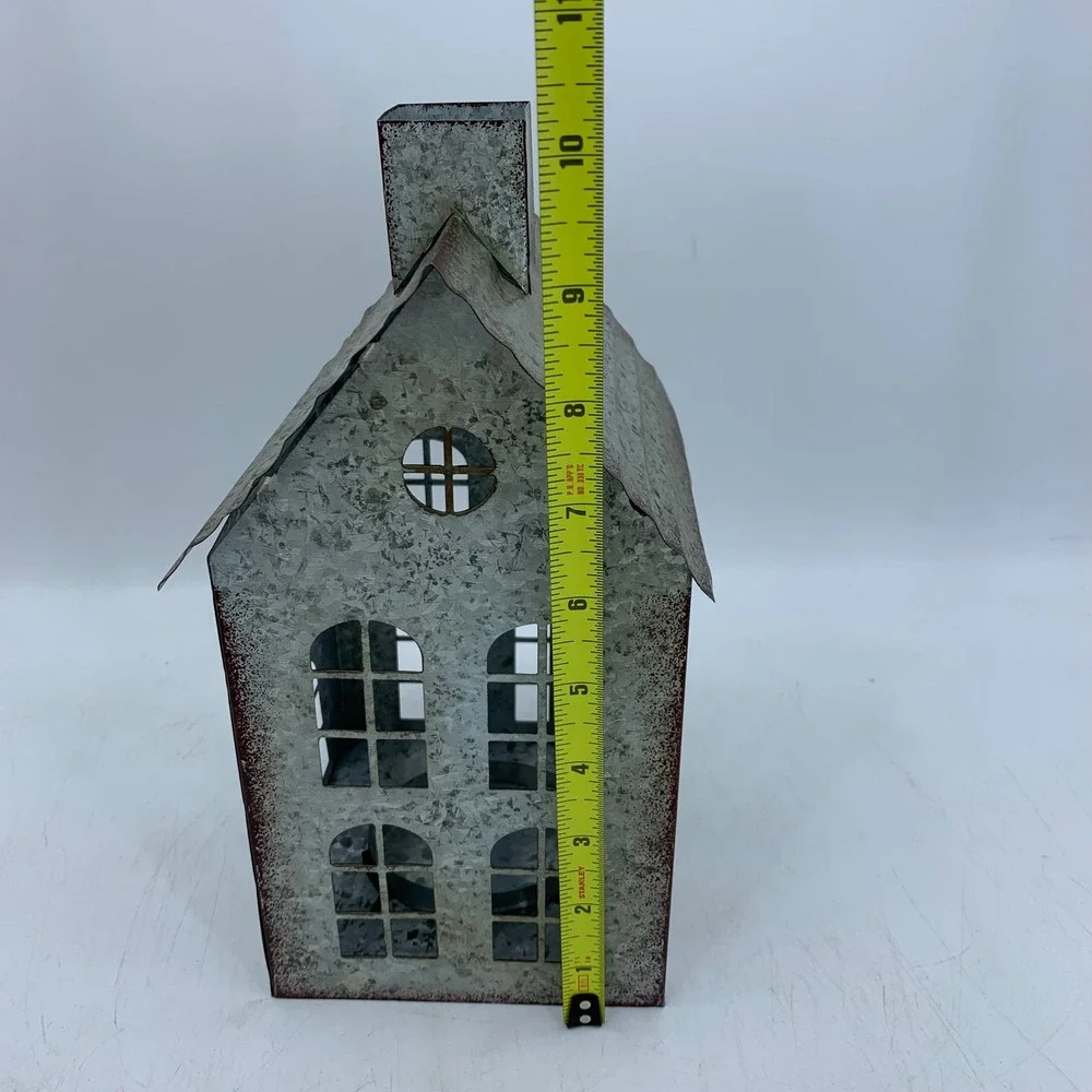 Pottery Barn Discontinued Galvanized Village House Candle Holder Farmhouse